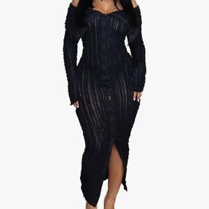 Black sexy ruffled dress